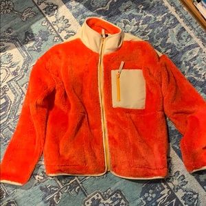 J crew Superplush sherpa zip jacket orange XS